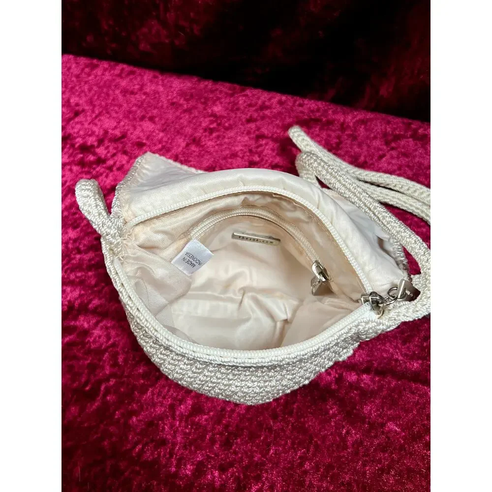 Vintage The Sak Crochet Crossbody Bag - Sandy White Mini Flap Purse
